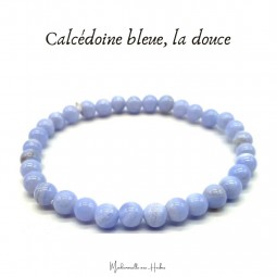 Bracelet Calcédoine bleu,...